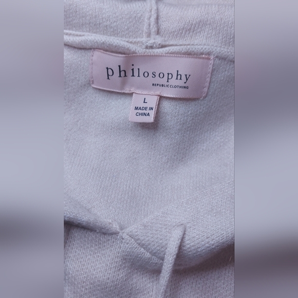 Philosophy Beige Sweater Hoodie Sweatshirt Size Large Pullover Super Soft Comfy - Picture 7 of 11